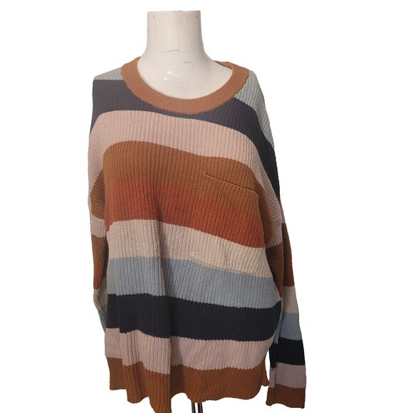 Madewell Thompson Medium knit sweater pullover striped pocket - Picture 2 of 11
